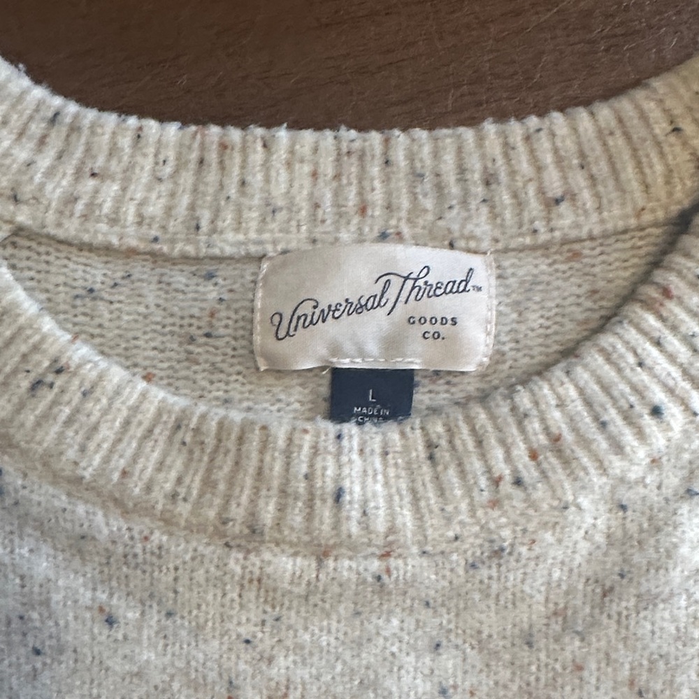 Universal Thread Speckled Beige Crew Neck Sweater - image 3